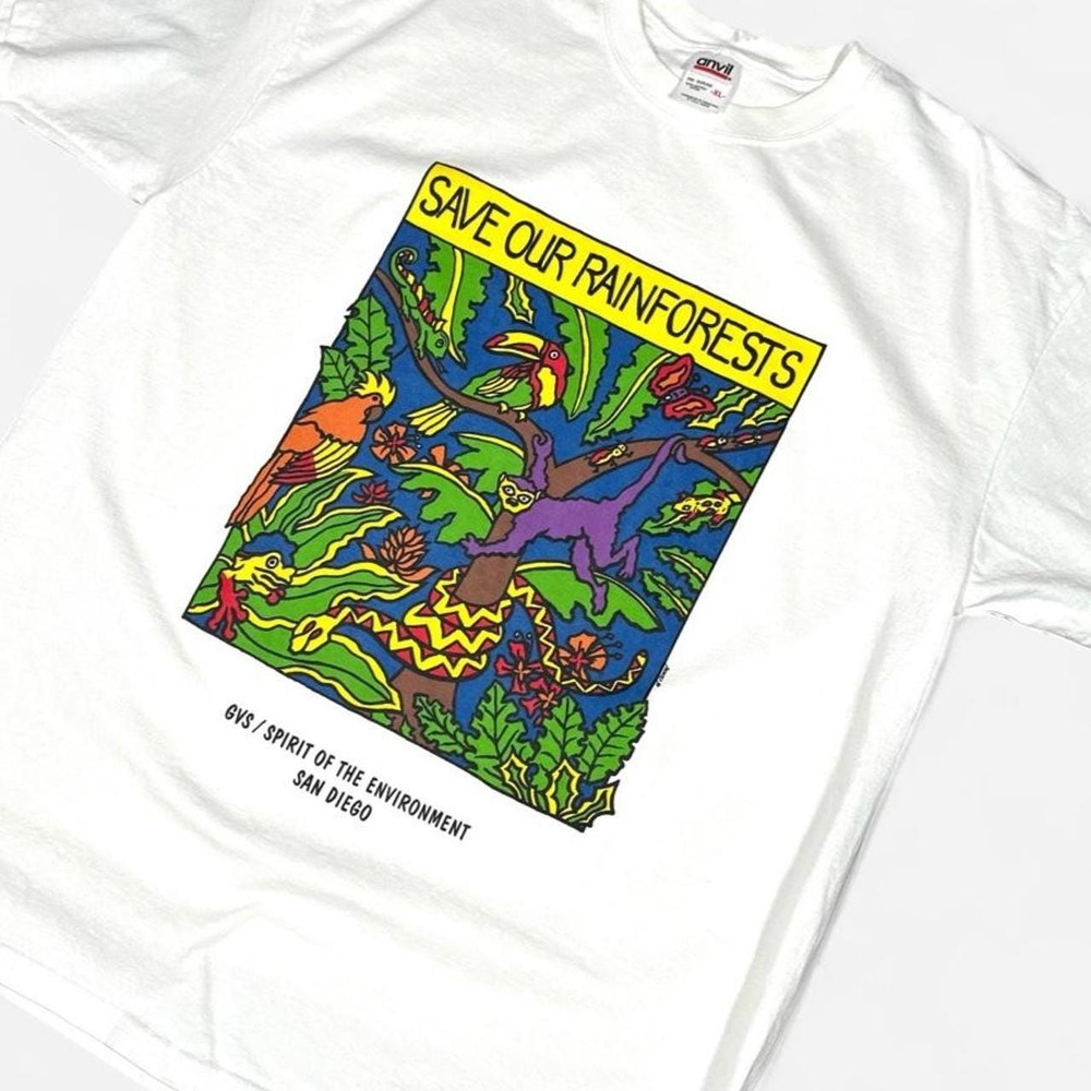Vintage 90s T Shirt, Save Our Rain Forests, anvil tee, Size XL